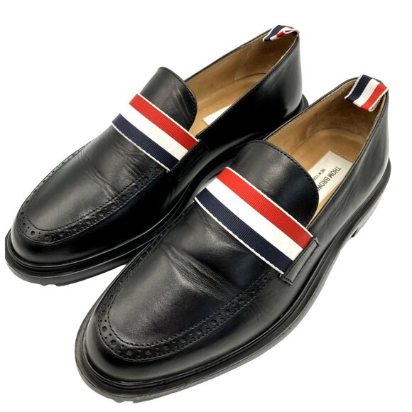 US 8.5 Thom Browne Signature Loafer Stripe Ribbon Black - Picture 1 of 5